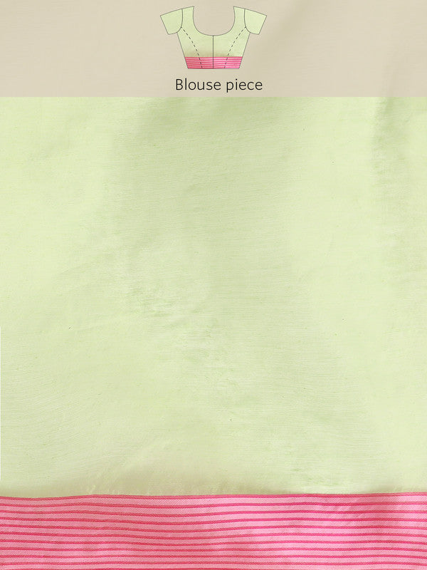 Green Pure Cotton Woven Zari Design Floral Saree with Unstitched Blouse - Hiral Fashion | Swadesiicart