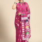 Magenta Pure Cotton Woven Zari Design Floral Saree with Unstitched Blouse - Hiral Fashion | Swadesiicart