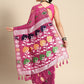 Magenta Pure Cotton Woven Zari Design Floral Saree with Unstitched Blouse - Hiral Fashion | Swadesiicart