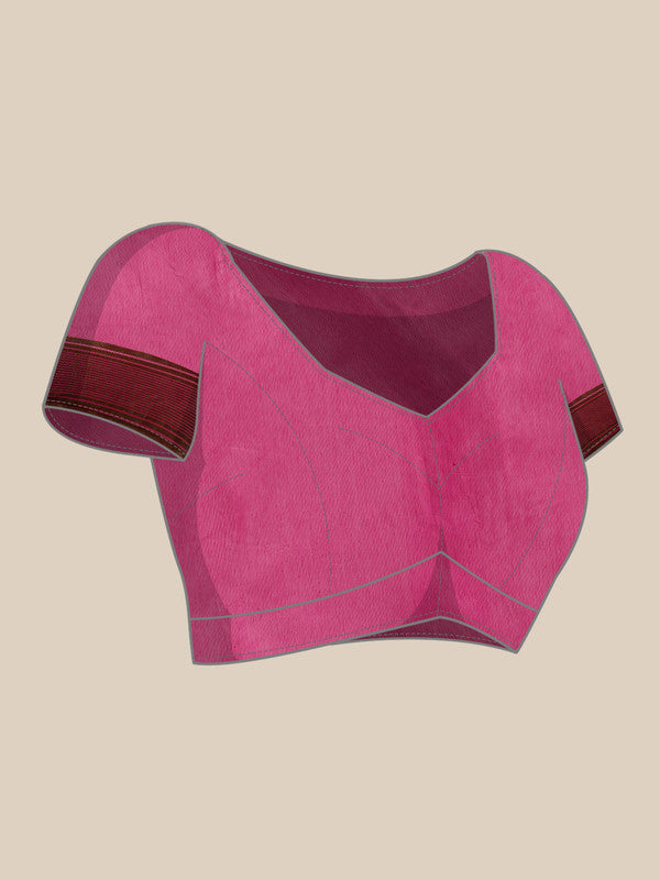 Magenta Pure Cotton Woven Zari Design Floral Saree with Unstitched Blouse - Hiral Fashion | Swadesiicart
