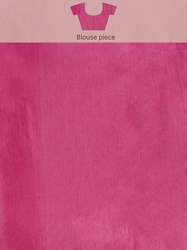 Magenta Pure Cotton Woven Zari Design Floral Saree with Unstitched Blouse - Hiral Fashion | Swadesiicart