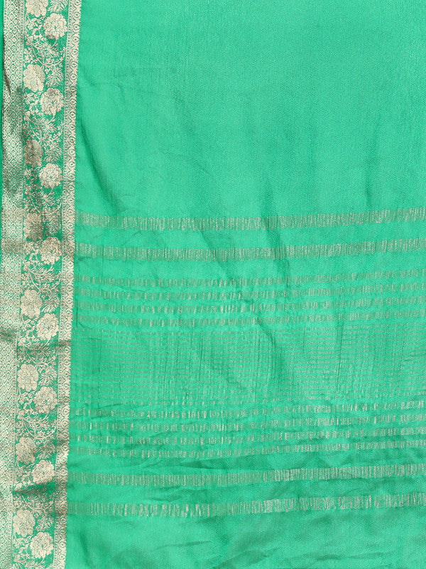 Green Pure Viscose Chinon Zari Woven Solid Saree with Unstitched Blouse - Hiral Fashion | Swadesiicart