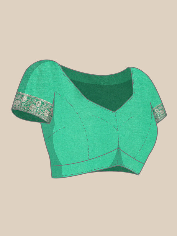 Green Pure Viscose Chinon Zari Woven Solid Saree with Unstitched Blouse - Hiral Fashion | Swadesiicart