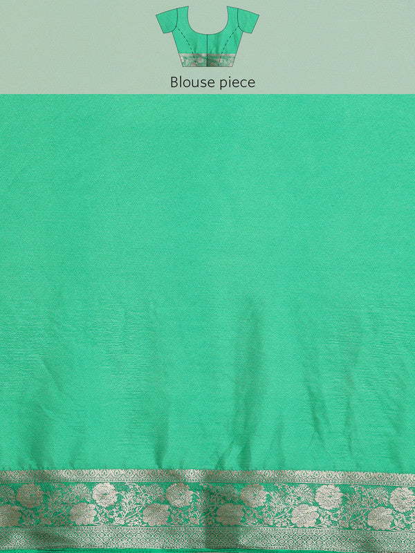 Green Pure Viscose Chinon Zari Woven Solid Saree with Unstitched Blouse - Hiral Fashion | Swadesiicart
