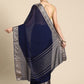 Navy Blue Pure Viscose Chinon Zari Woven Solid Saree with Unstitched Blouse - Hiral Fashion | Swadesiicart