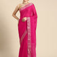 Pink Pure Viscose Chinon Zari Woven Solid Saree with Unstitched Blouse - Hiral Fashion | Swadesiicart