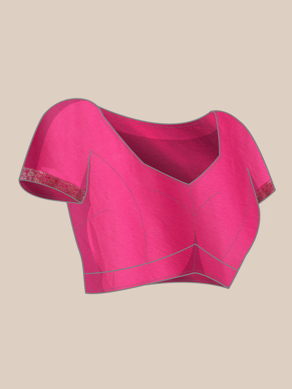 Pink Pure Viscose Chinon Zari Woven Solid Saree with Unstitched Blouse - Hiral Fashion | Swadesiicart