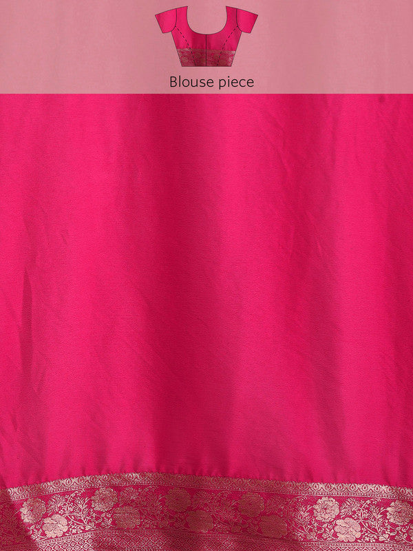 Pink Pure Viscose Chinon Zari Woven Solid Saree with Unstitched Blouse - Hiral Fashion | Swadesiicart