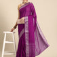 Purple Pure Viscose Chinon Zari Woven Solid Saree with Unstitched Blouse - Hiral Fashion | Swadesiicart