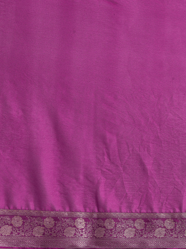 Purple Pure Viscose Chinon Zari Woven Solid Saree with Unstitched Blouse - Hiral Fashion | Swadesiicart