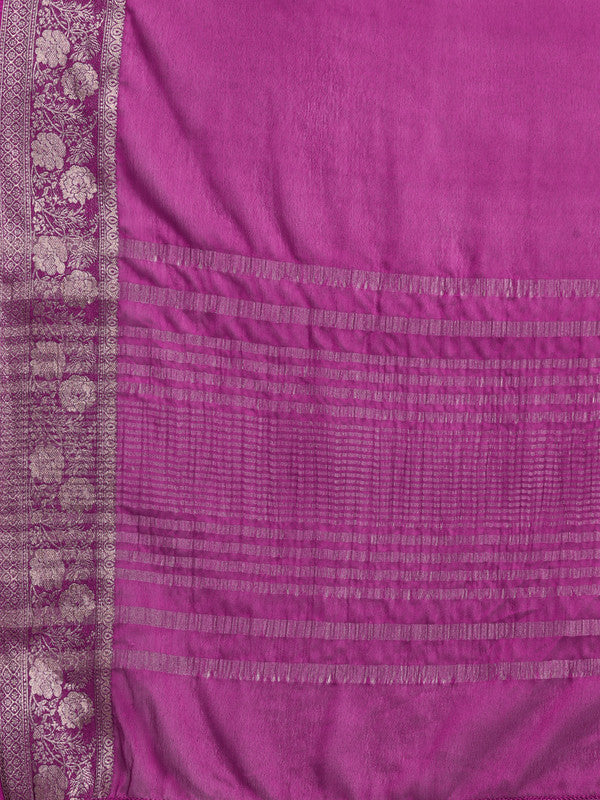 Purple Pure Viscose Chinon Zari Woven Solid Saree with Unstitched Blouse - Hiral Fashion | Swadesiicart