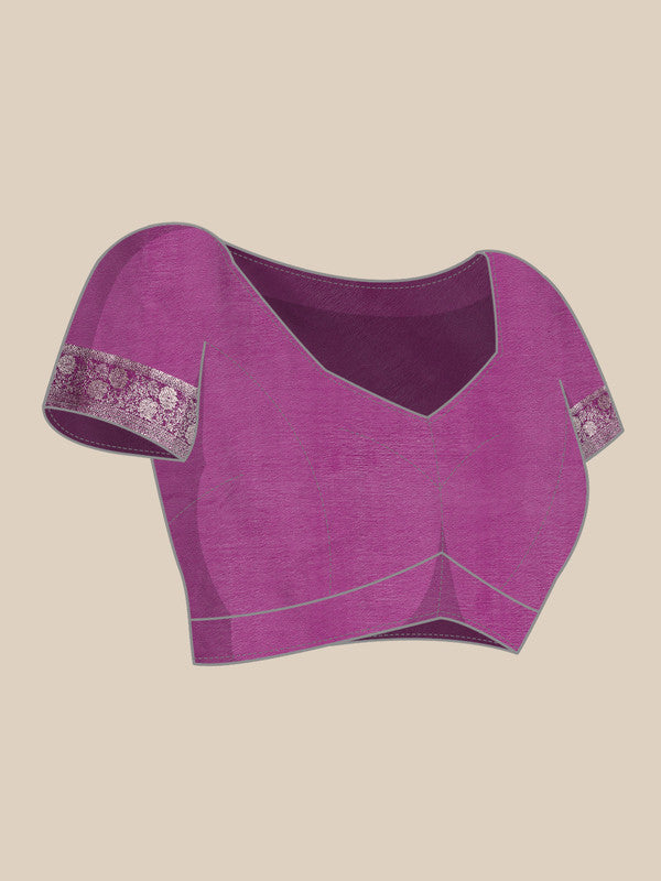 Purple Pure Viscose Chinon Zari Woven Solid Saree with Unstitched Blouse - Hiral Fashion | Swadesiicart