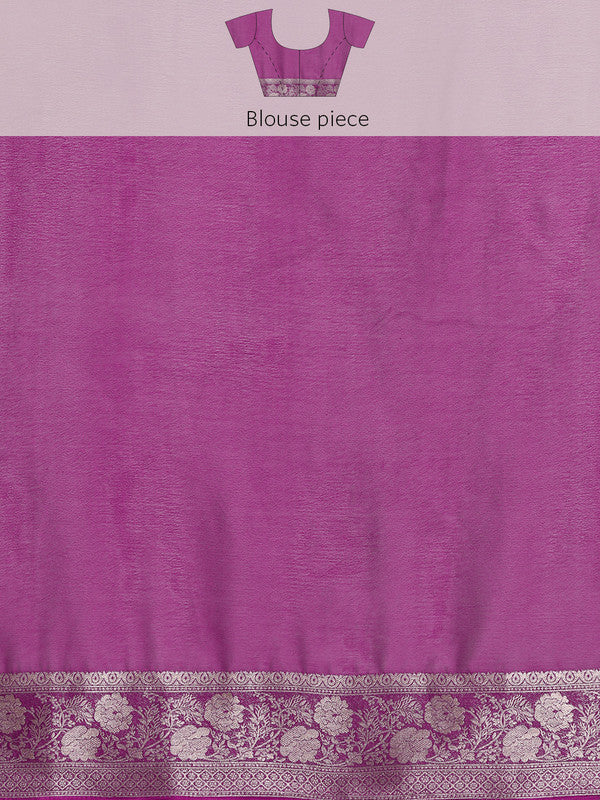 Purple Pure Viscose Chinon Zari Woven Solid Saree with Unstitched Blouse - Hiral Fashion | Swadesiicart