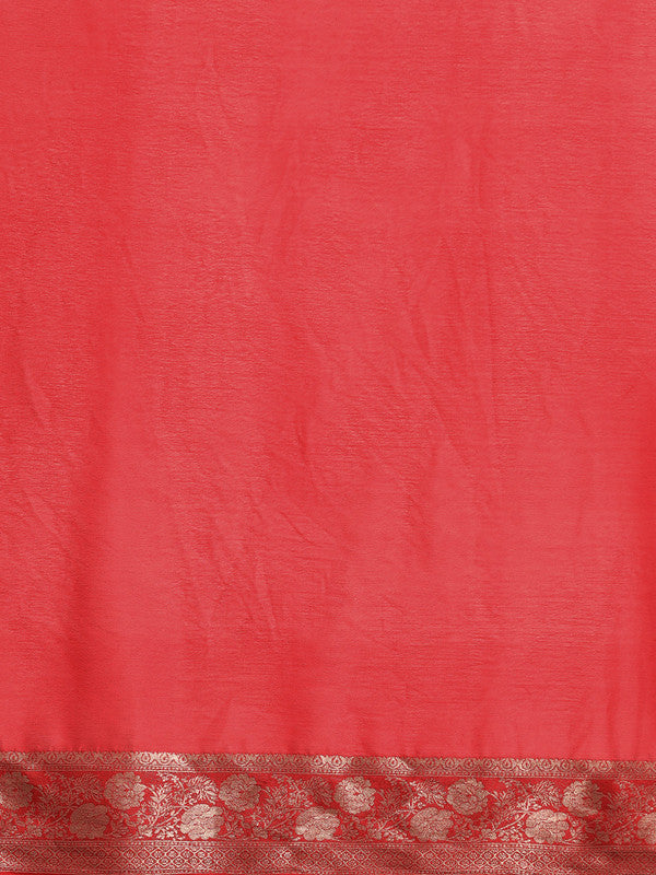 Red Pure Viscose Chinon Zari Woven Solid Saree with Unstitched Blouse - Hiral Fashion | Swadesiicart