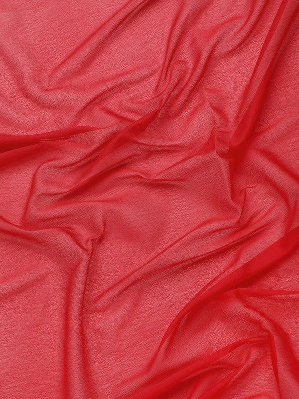 Red Pure Viscose Chinon Zari Woven Solid Saree with Unstitched Blouse - Hiral Fashion | Swadesiicart