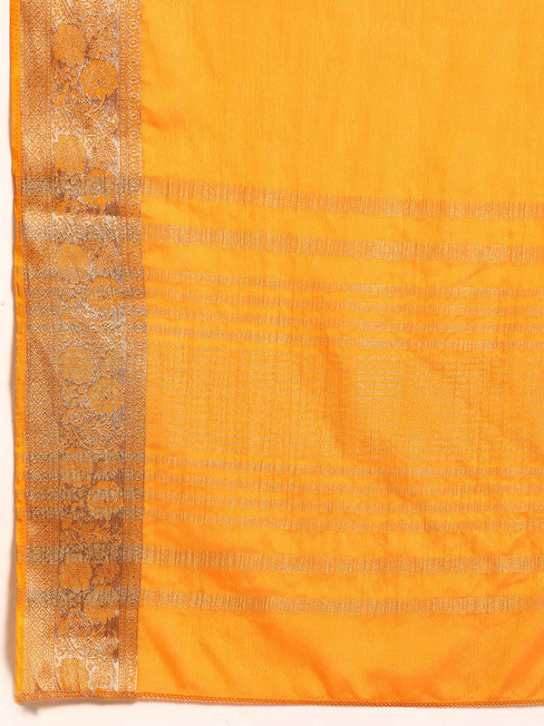 Yellow Pure Viscose Chinon Zari Woven Solid Saree with Unstitched Blouse - Hiral Fashion | Swadesiicart
