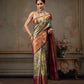 Green Pure Silk Woven Zari Design Floral Saree with Unstitched Blouse - Hiral Fashion | Swadesiicart