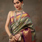Green Pure Silk Woven Zari Design Floral Saree with Unstitched Blouse - Hiral Fashion | Swadesiicart