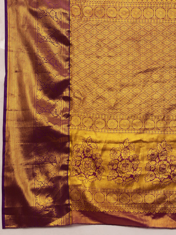 Green Pure Silk Woven Zari Design Floral Saree with Unstitched Blouse - Hiral Fashion | Swadesiicart