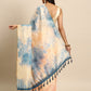 Beige Organza Printed Tie and Dye Saree with Unstitched Blouse - Hiral Fashion | Swadesiicart