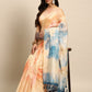 Beige Organza Printed Tie and Dye Saree with Unstitched Blouse - Hiral Fashion | Swadesiicart