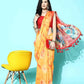 Mustard Organza Printed Tie and Dye Saree with Unstitched Blouse - Hiral Fashion | Swadesiicart