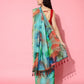 Multicolor Organza Printed Tie and Dye Saree with Unstitched Blouse - Hiral Fashion | Swadesiicart