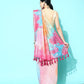Pink Organza Printed Tie and Dye Saree with Unstitched Blouse - Hiral Fashion | Swadesiicart