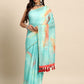 Green Organza Printed Tie and Dye Saree with Unstitched Blouse - Hiral Fashion | Swadesiicart