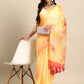 Yellow Organza Printed Tie and Dye Saree with Unstitched Blouse - Hiral Fashion | Swadesiicart