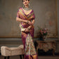 Gray/Silver Pure Silk Woven Zari Design Floral Saree with Unstitched Blouse - Hiral Fashion | Swadesiicart