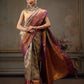 Gray/Silver Pure Silk Woven Zari Design Floral Saree with Unstitched Blouse - Hiral Fashion | Swadesiicart