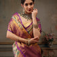 Gray/Silver Pure Silk Woven Zari Design Floral Saree with Unstitched Blouse - Hiral Fashion | Swadesiicart