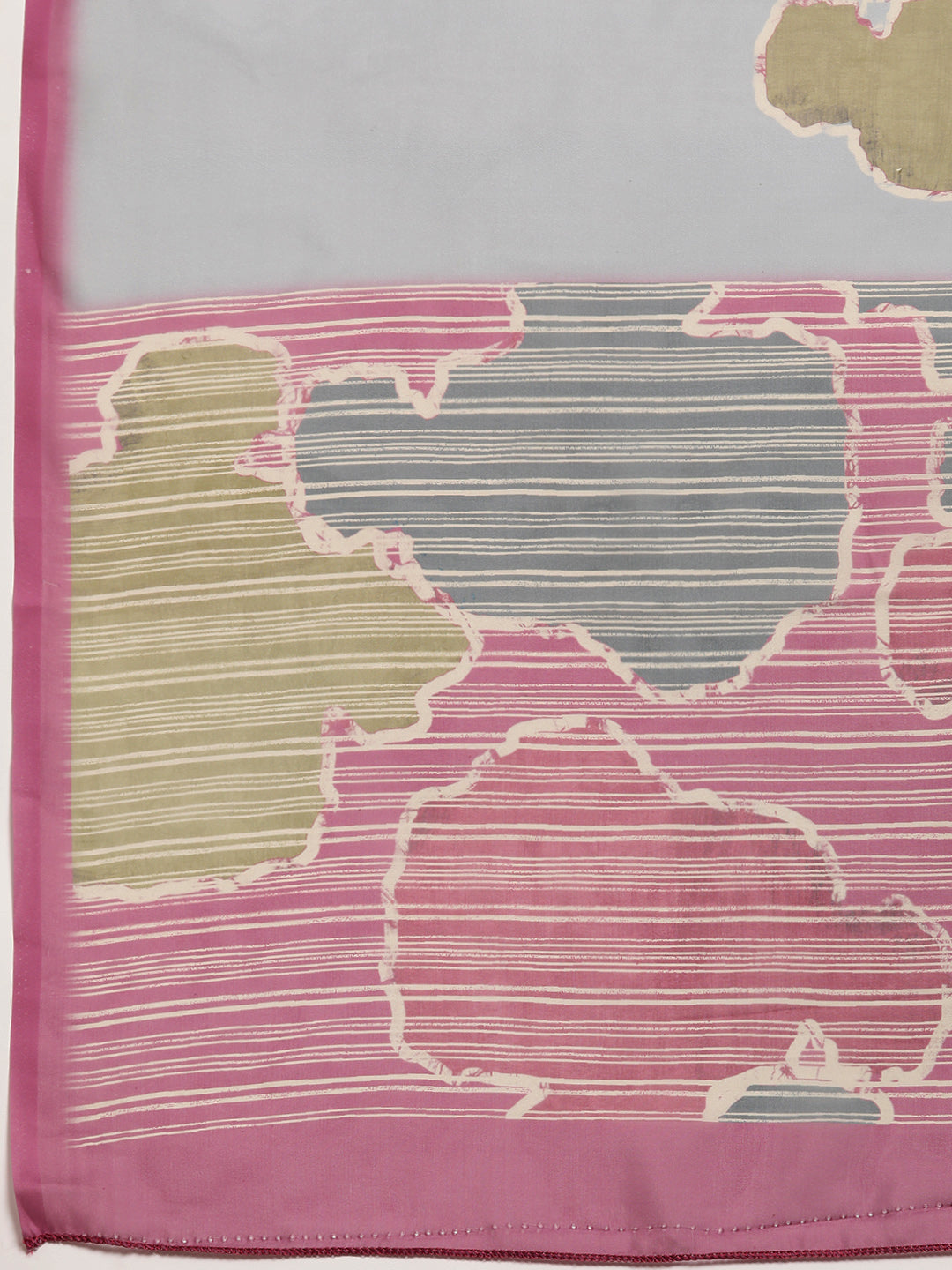 Dark Gray Silk Blend Printed Abstract Saree with Unstitched Blouse - Hiral Fashion | Swadesiicart