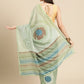 Green Silk Blend Printed Abstract Saree with Unstitched Blouse - Hiral Fashion | Swadesiicart
