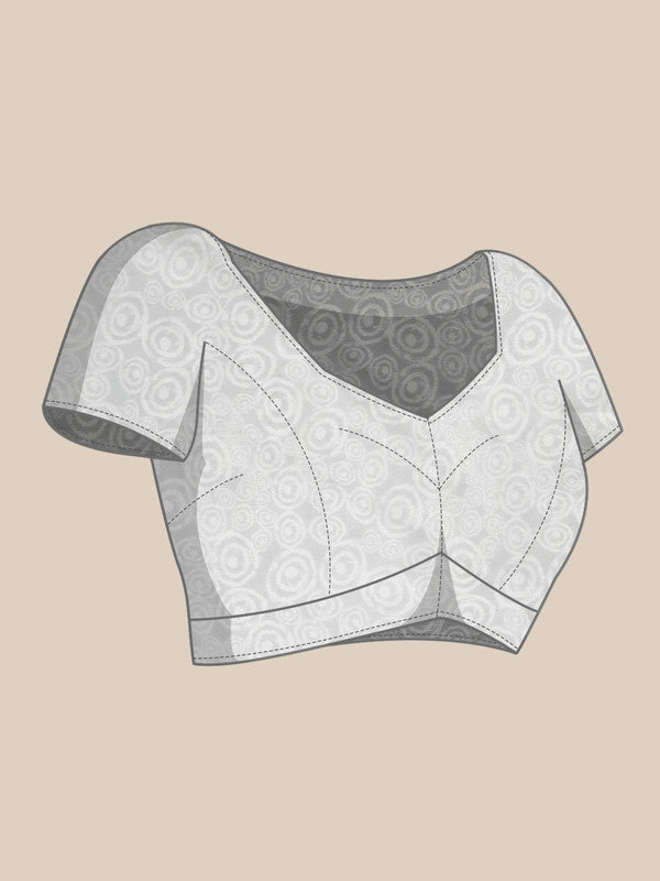 Gray Silk Blend Printed Abstract Saree with Unstitched Blouse - Hiral Fashion | Swadesiicart