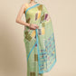 Olive Silk Blend Printed Abstract Saree with Unstitched Blouse - Hiral Fashion | Swadesiicart
