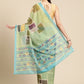Olive Silk Blend Printed Abstract Saree with Unstitched Blouse - Hiral Fashion | Swadesiicart