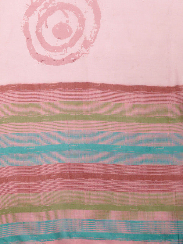 Peach Silk Blend Printed Abstract Saree with Unstitched Blouse - Hiral Fashion | Swadesiicart