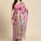 Pink Silk Blend Printed Abstract Saree with Unstitched Blouse - Hiral Fashion | Swadesiicart