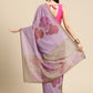 Purple Silk Blend Printed Abstract Saree with Unstitched Blouse - Hiral Fashion | Swadesiicart