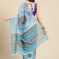 Sky Blue Silk Blend Printed Abstract Saree with Unstitched Blouse - Hiral Fashion | Swadesiicart