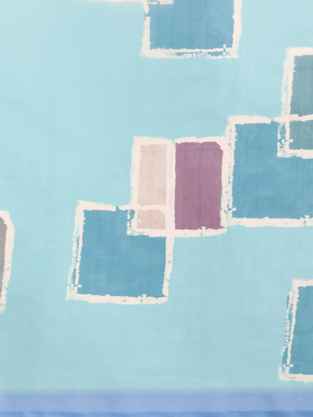 Turquoise Silk Blend Printed Abstract Saree with Unstitched Blouse - Hiral Fashion | Swadesiicart