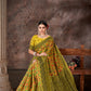 Mustard Cotton Blend Woven Thread Floral Saree with Unstitched Blouse - Hiral Fashion | Swadesiicart