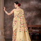White Cotton Blend Woven Thread Floral Saree with Unstitched Blouse - Hiral Fashion | Swadesiicart