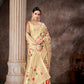 White Cotton Blend Woven Thread Floral Saree with Unstitched Blouse - Hiral Fashion | Swadesiicart