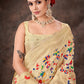 White Cotton Blend Woven Thread Floral Saree with Unstitched Blouse - Hiral Fashion | Swadesiicart