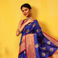 Hiral Fashion Blue Kanjeevaram Silk Woven Design Saree | Swadesiicart