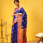 Hiral Fashion Blue Kanjeevaram Silk Woven Design Saree | Swadesiicart