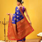 Hiral Fashion Blue Kanjeevaram Silk Woven Design Saree | Swadesiicart